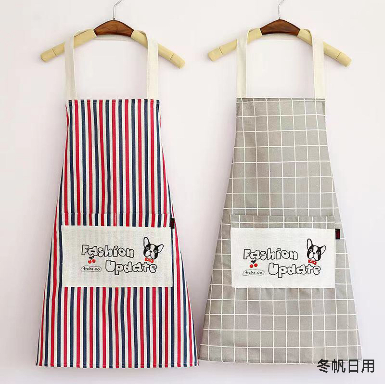 Double-Layer Cotton and Linen Apron Oil-Proof Household Apron Factory Wholesale Advertising Apron Printing