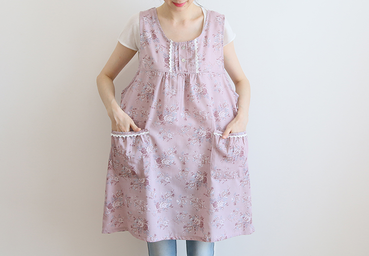 Korean Style Fashion Simple Apron Pastoral Floral Kitchen Antifouling Adult Work Clothes Overclothes Bib Sleeveless Apron