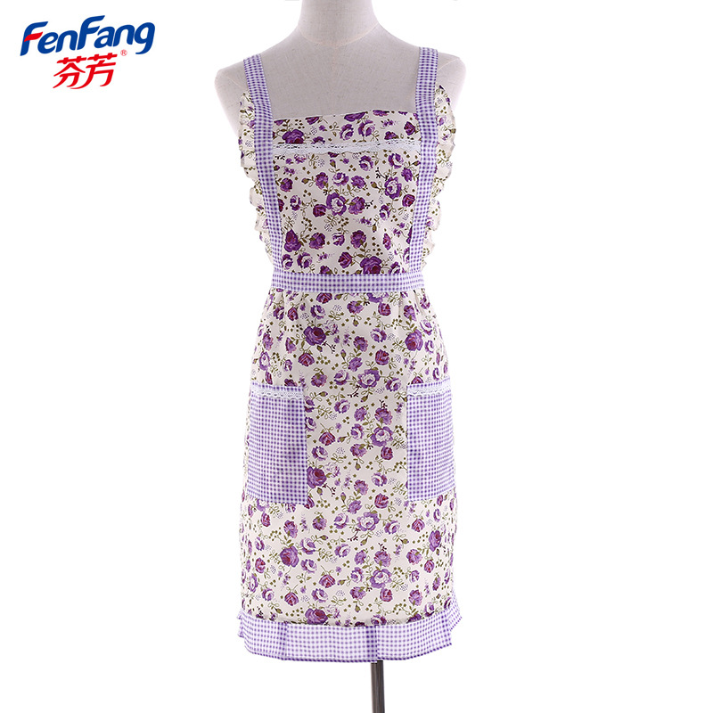 Manufacturers direct modern home cotton and linen stripes sleeveless apron pollution prevention adult kitchen apron custom