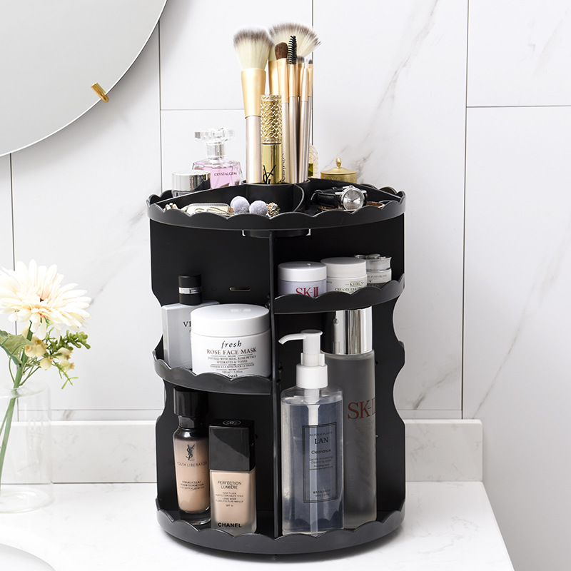 Rotating cosmetic case desktop cosmetic box skin care products display rack plastic transparent cosmetic case cosmetic cosmetic box
