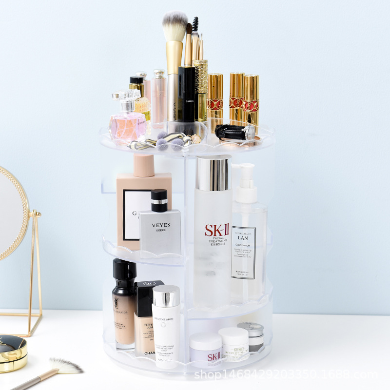Rotating cosmetic case desktop cosmetic box skin care products display rack plastic transparent cosmetic case cosmetic cosmetic box