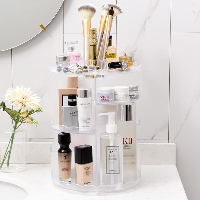 Rotating cosmetic case desktop cosmetic box skin care products display rack plastic transparent cosmetic case cosmetic cosmetic box