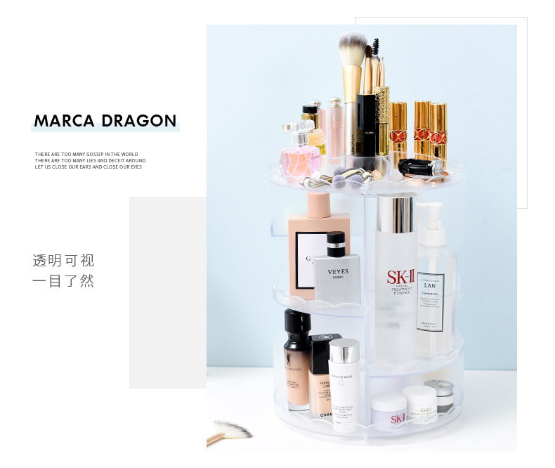 Rotating cosmetic case desktop cosmetic box skin care products display rack plastic transparent cosmetic case cosmetic cosmetic box