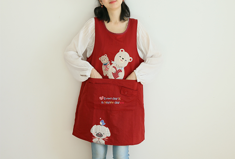 Japanese Cartoon Waterproof Oil-Proof Kitchen Overclothes Baking Floral Coffee Shop Painting Work Clothes Sleeveless Apron