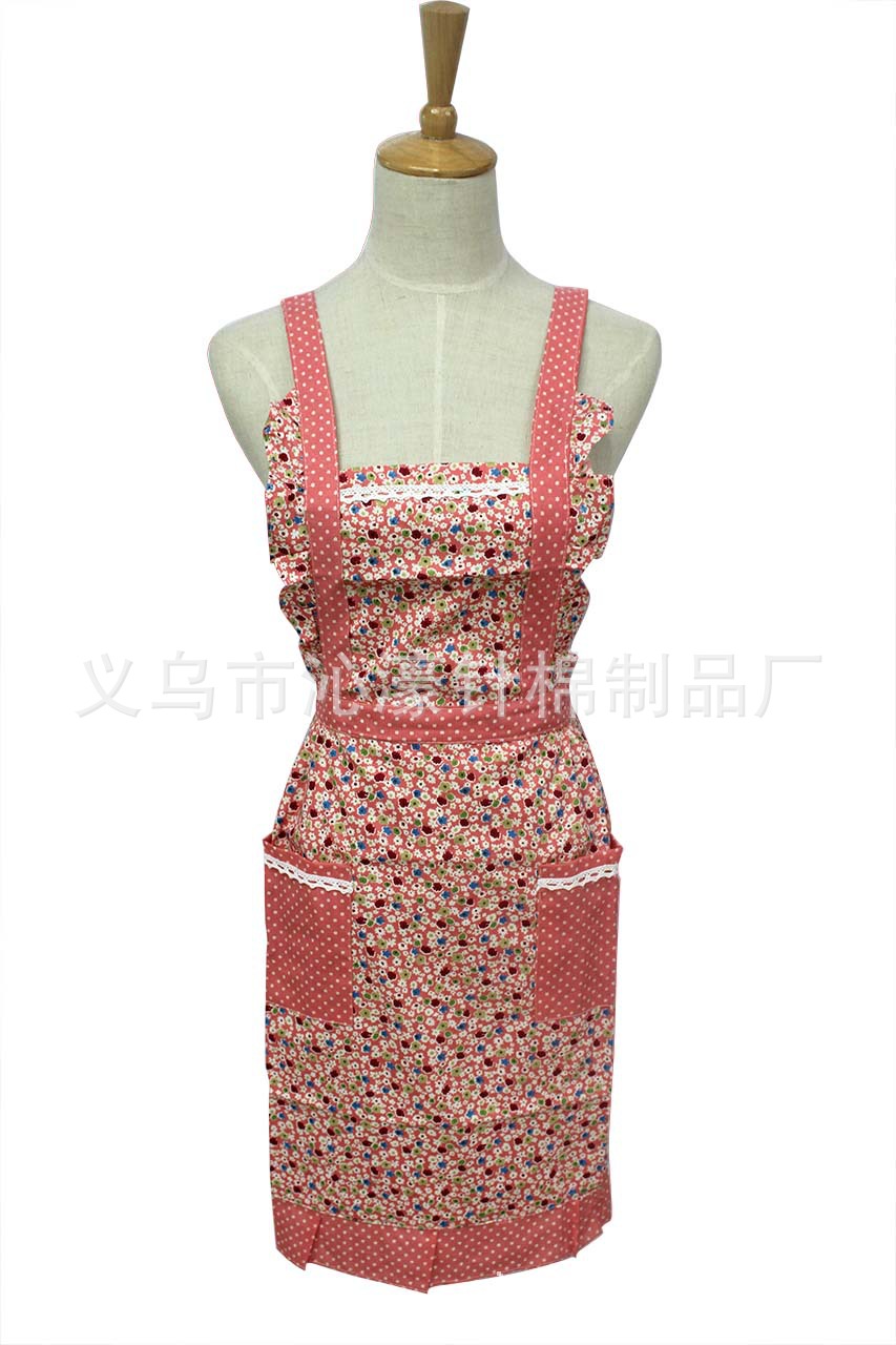 Foreign trade Princess apron Korean cotton waterproof floral apron home kitchen apron manufacturers wholesale 1204 Foreign trade Princess apron Korean cotton waterproof floral apron home kitchen apron manufacturers wholesale 1204