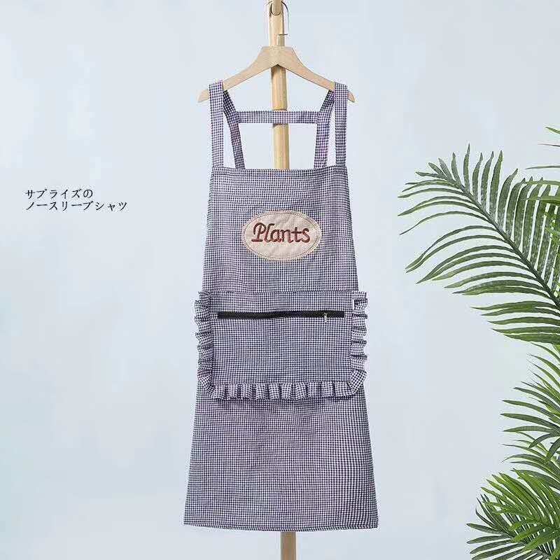 Plant Cotton Apron Kitchen Household Antifouling Strap Apron Apron Work Clothes Sleeveless Apron Factory Direct Sales