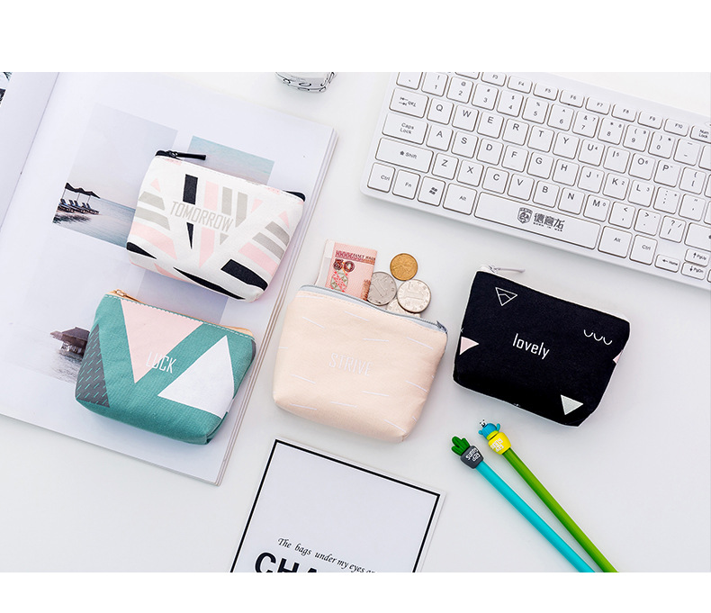 Fashion New Geometric Coin Purse Mini Coin Storage Bag Cute Key Case