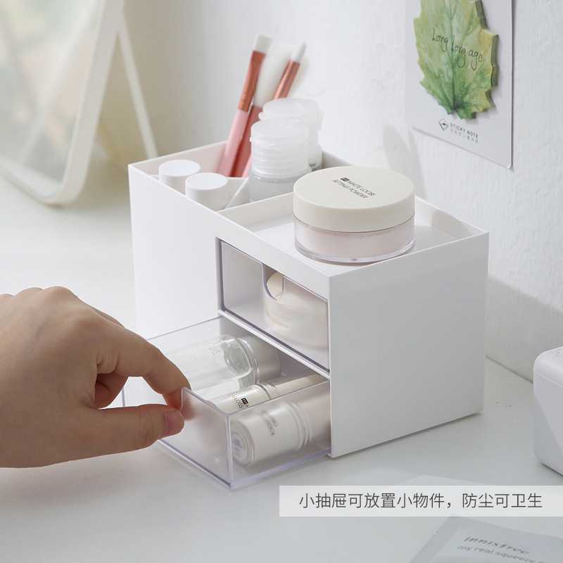 Multi-Functional Desktop Cosmetic Lipstick Jewelry Organizing Box Dustproof Ornament Makeup Skin Care Products Drawer Storage Box