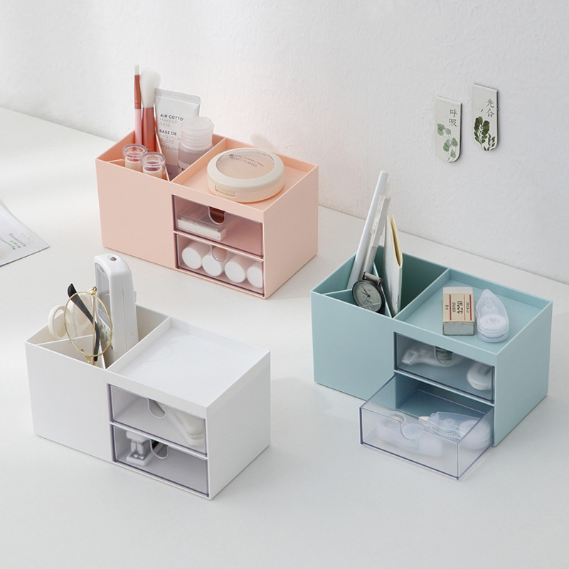 Multi-Functional Desktop Cosmetic Lipstick Jewelry Organizing Box Dustproof Ornament Makeup Skin Care Products Drawer Storage Box