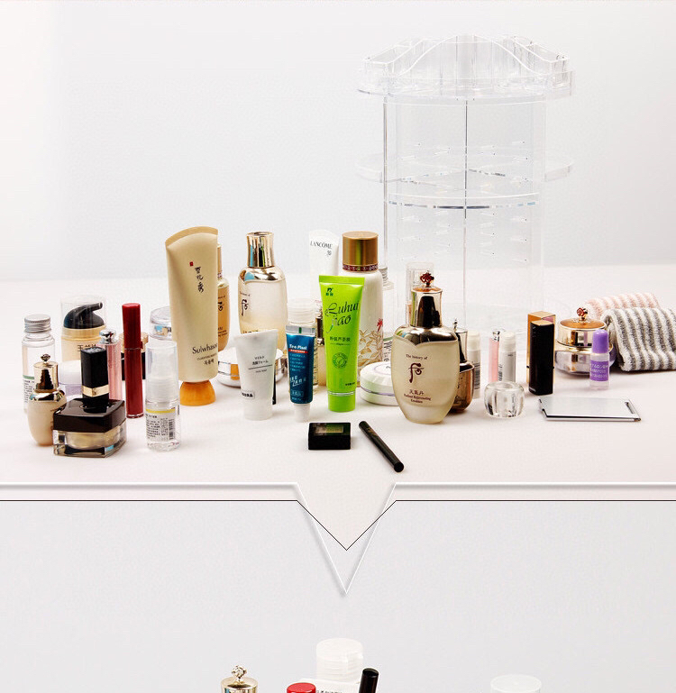 Transparent 360 Degrees Rotating Cosmetic Stand Household Skin Care Products Display Rack Ear Studs Plastic Box Magazine Display Shelf