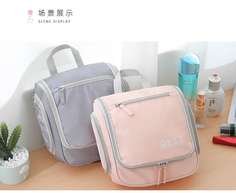 Memory Spinning Small Ear Wash Bag Pure Color Ribbon Hook Portable Cosmetic Bag Multi-Functional Travel Storage Bag