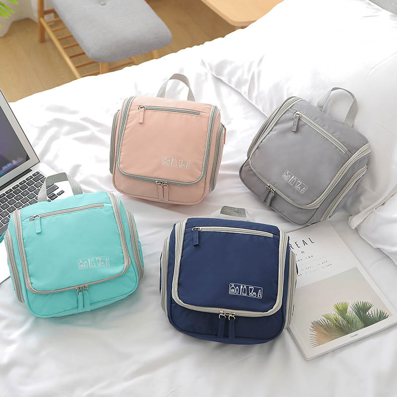 Memory Spinning Small Ear Wash Bag Pure Color Ribbon Hook Portable Cosmetic Bag Multi-Functional Travel Storage Bag