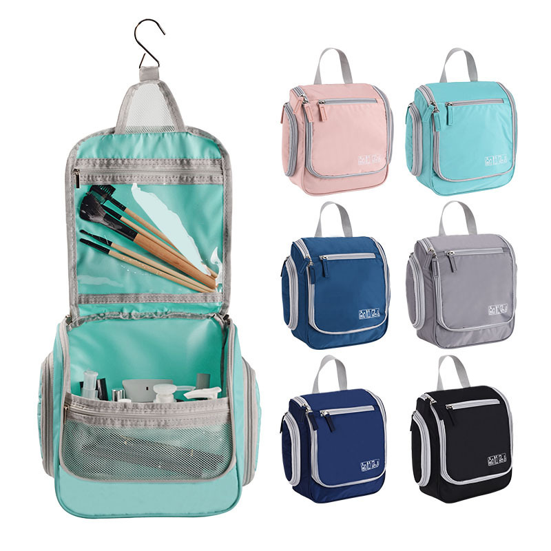 Memory Spinning Small Ear Wash Bag Pure Color Ribbon Hook Portable Cosmetic Bag Multi-Functional Travel Storage Bag
