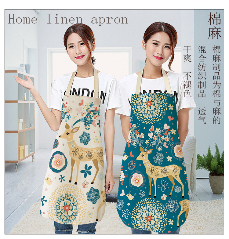 Amazon Apron Foreign Trade Christmas Elk Series Kitchen Household Apron Support Drawing Cotton and Linen Apron Amazon Apron Foreign Trade Christmas Elk Series Kitchen Household Apron Support Drawing Cotton and Linen Apron