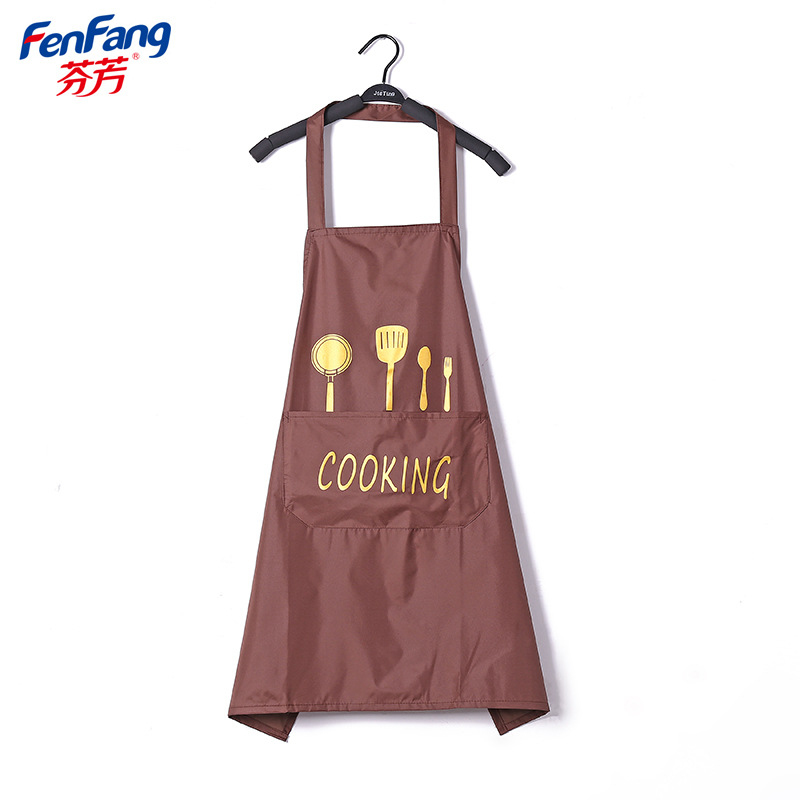Bronzing painting kitchen apron anti-pollution women&#039;s apron cotton and linen modern coffee and tea restaurant work clothes custom