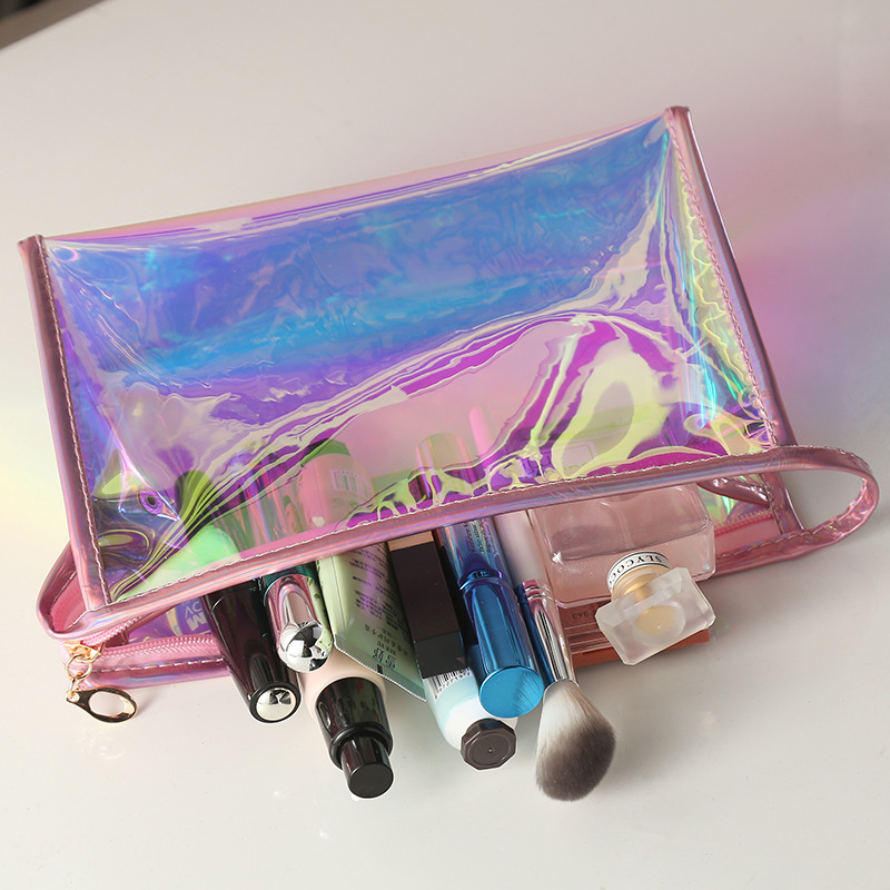 New Direct Sales Korean Style Laser Solid Color Cosmetic Bag Wild Candy Color Makeup Storage Bag Wash Bag Travel Bag