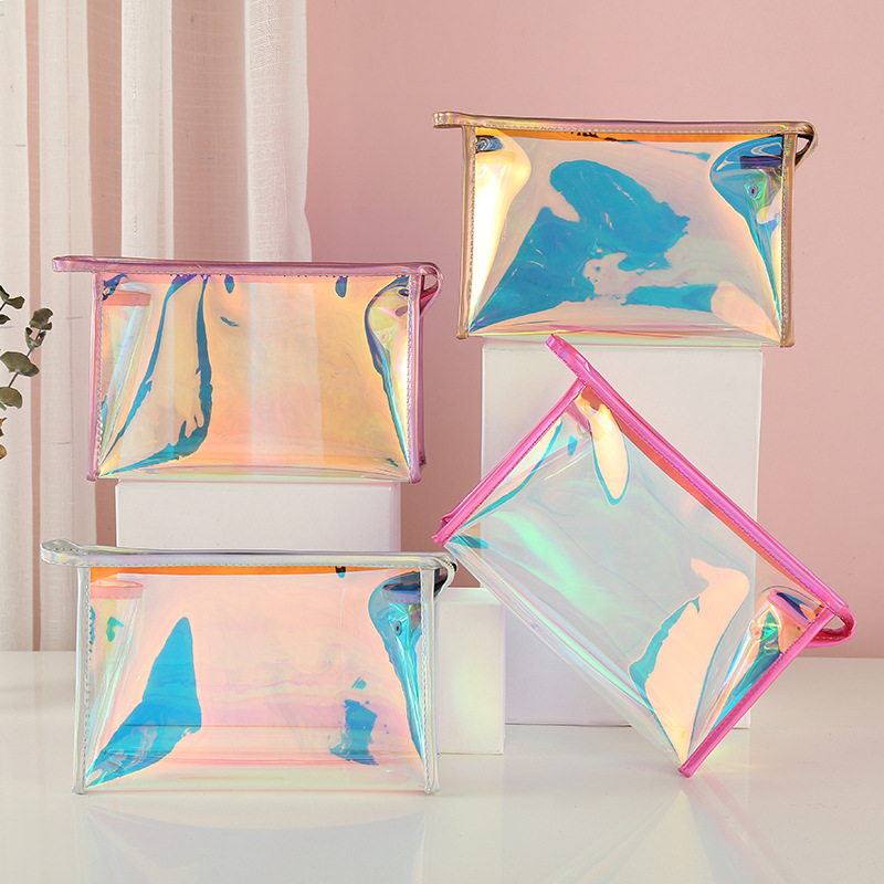 New Direct Sales Korean Style Laser Solid Color Cosmetic Bag Wild Candy Color Makeup Storage Bag Wash Bag Travel Bag