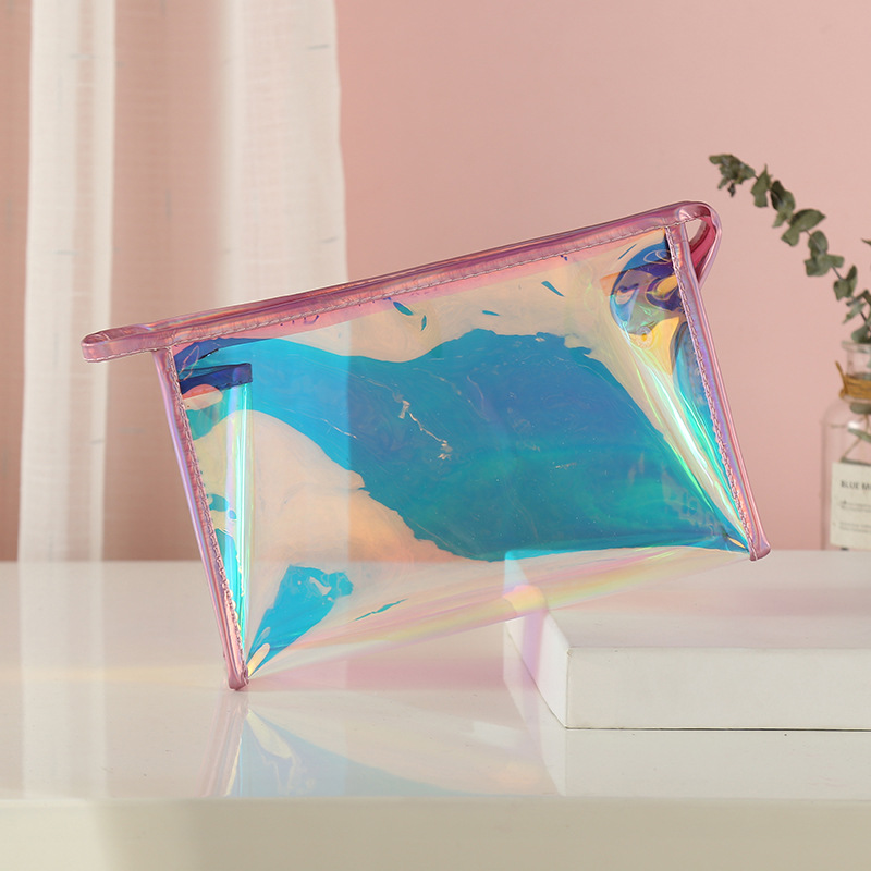 New Direct Sales Korean Style Laser Solid Color Cosmetic Bag Wild Candy Color Makeup Storage Bag Wash Bag Travel Bag