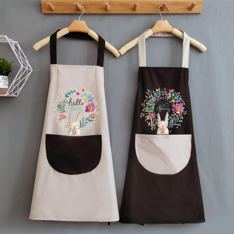 Waterproof Apron Female Kitchen Cooking Household Waterproof and Oil-Proof Cute Hand Wiping Overclothes Men&#039;s and Women&#039;s Work Clothes