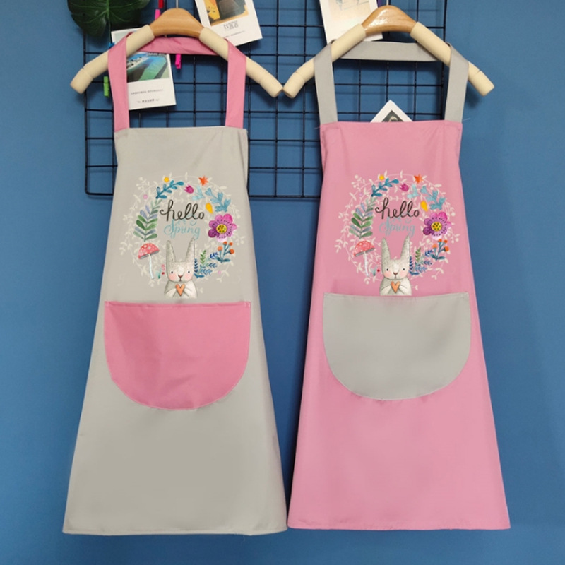 Waterproof Apron Female Kitchen Cooking Household Waterproof and Oil-Proof Cute Hand Wiping Overclothes Men&#039;s and Women&#039;s Work Clothes