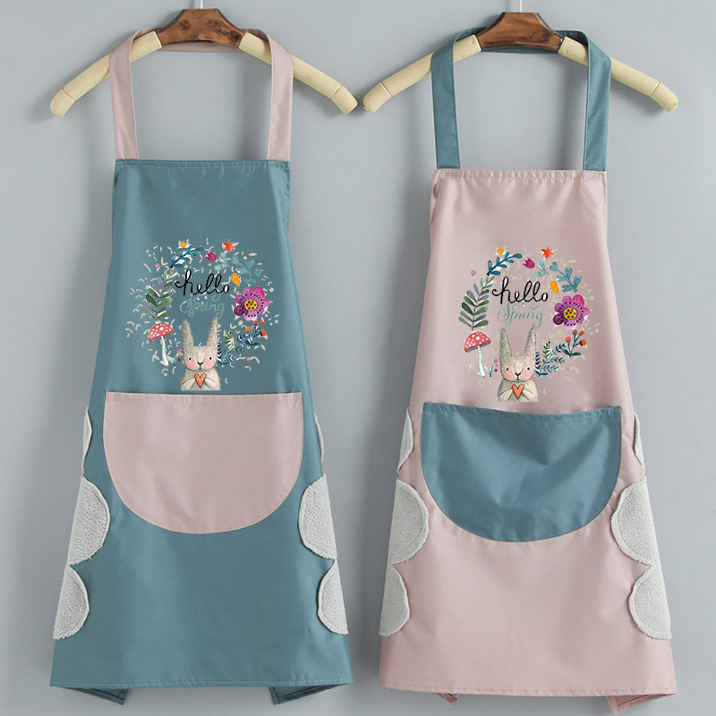 Waterproof Apron Female Kitchen Cooking Household Waterproof and Oil-Proof Cute Hand Wiping Overclothes Men&#039;s and Women&#039;s Work Clothes
