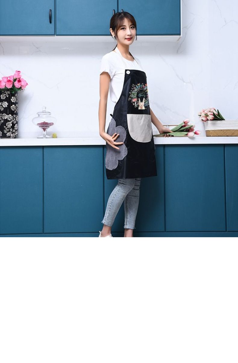Waterproof Apron Female Kitchen Cooking Household Waterproof and Oil-Proof Cute Hand Wiping Overclothes Men's and Women's Work Clothes
