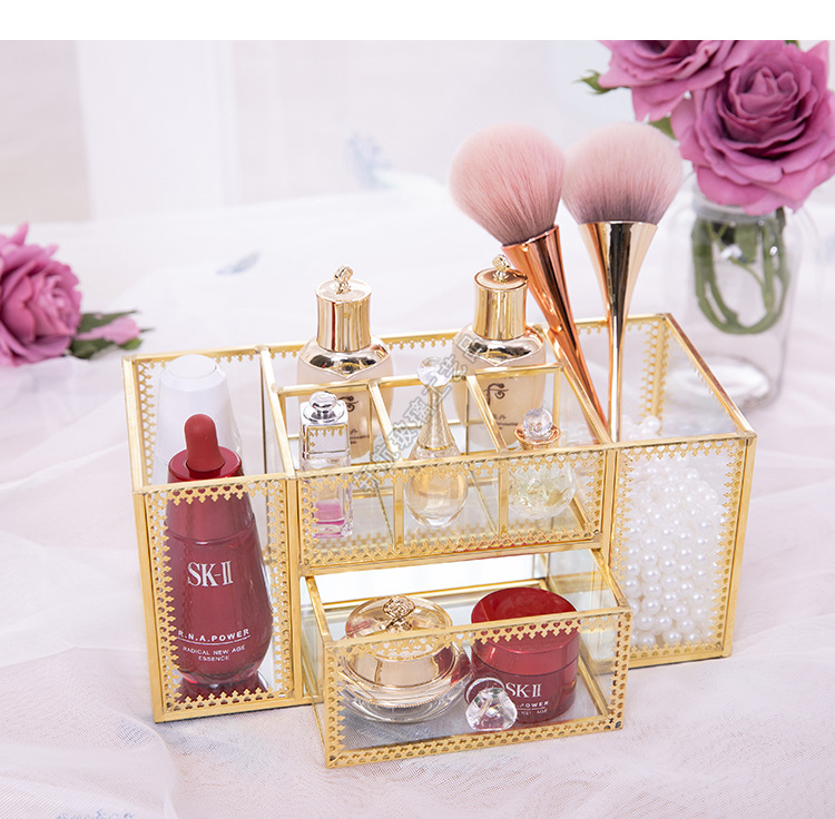 European-Style Internet Celebrity Nail Storage Box Dressing Table Cosmetic Brush Tube Glass Desktop Storage Rack Brush Skin Care Products European-Style Internet Celebrity Nail Storage Box Dressing Table Cosmetic Brush Tube Glass Desktop Storage Rack Brush Skin Care Products