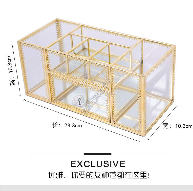 European-Style Internet Celebrity Nail Storage Box Dressing Table Cosmetic Brush Tube Glass Desktop Storage Rack Brush Skin Care Products European-Style Internet Celebrity Nail Storage Box Dressing Table Cosmetic Brush Tube Glass Desktop Storage Rack Brush Skin Care Products