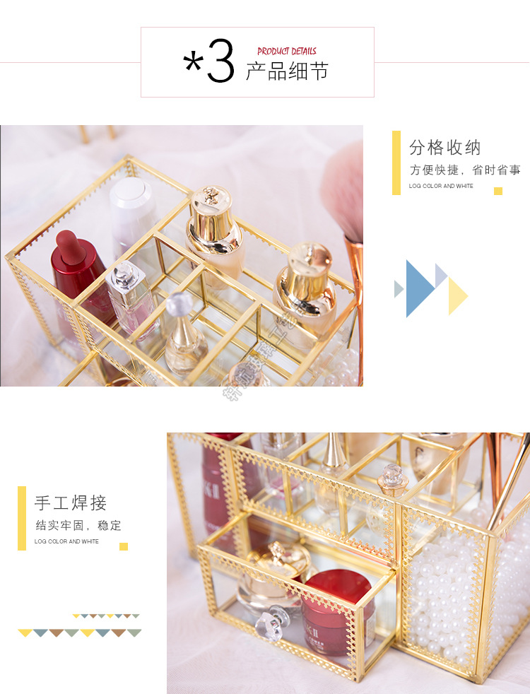 European-Style Internet Celebrity Nail Storage Box Dressing Table Cosmetic Brush Tube Glass Desktop Storage Rack Brush Skin Care Products European-Style Internet Celebrity Nail Storage Box Dressing Table Cosmetic Brush Tube Glass Desktop Storage Rack Brush Skin Care Products