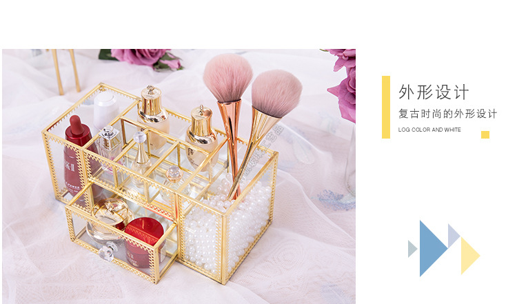 European-Style Internet Celebrity Nail Storage Box Dressing Table Cosmetic Brush Tube Glass Desktop Storage Rack Brush Skin Care Products European-Style Internet Celebrity Nail Storage Box Dressing Table Cosmetic Brush Tube Glass Desktop Storage Rack Brush Skin Care Products
