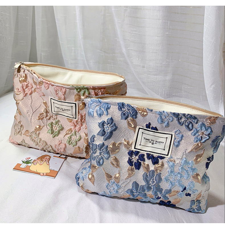 Korean Style Jacquard Clutch Cosmetic Bag Special-Interest Design Skin Care Products Lipstick Storage Bag Travel Portable Women's Bag