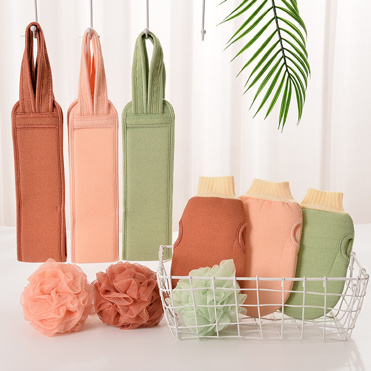 Bath Three-Piece Set Double-Sided Bath Towel Foaming Net Back Rub Washing cloth