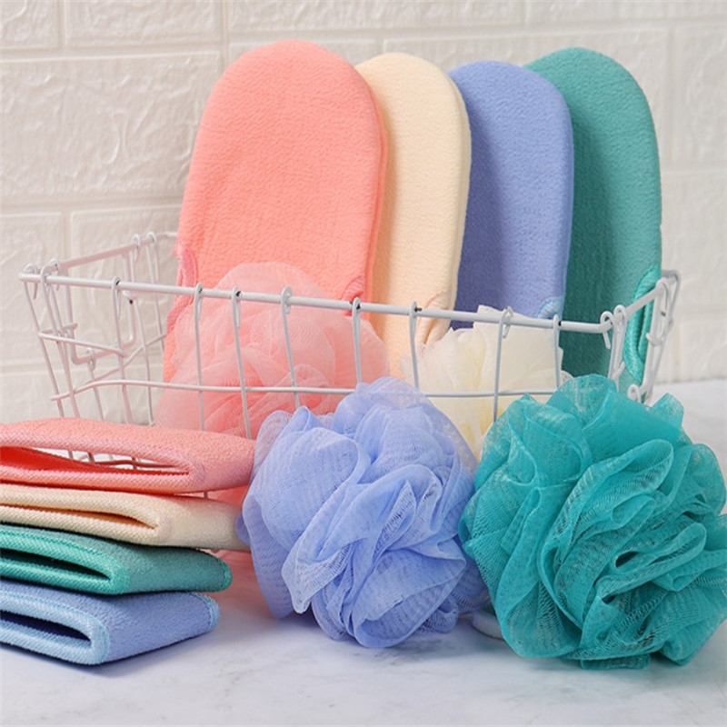 Bath Three-Piece Set Double-Sided Bath Towel Foaming Net Back Rub Washing cloth
