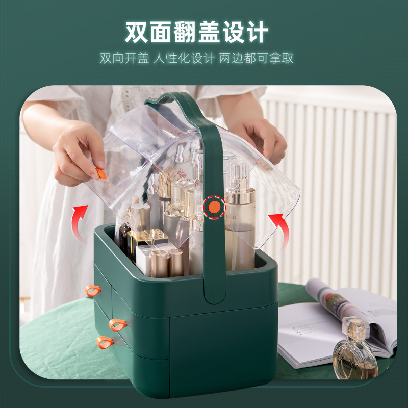 Internet Celebrity Dustproof Cosmetics Storage Box Transparent Hand Cosmetic Case Dressing Table Skin Care Products Organize the Shelves