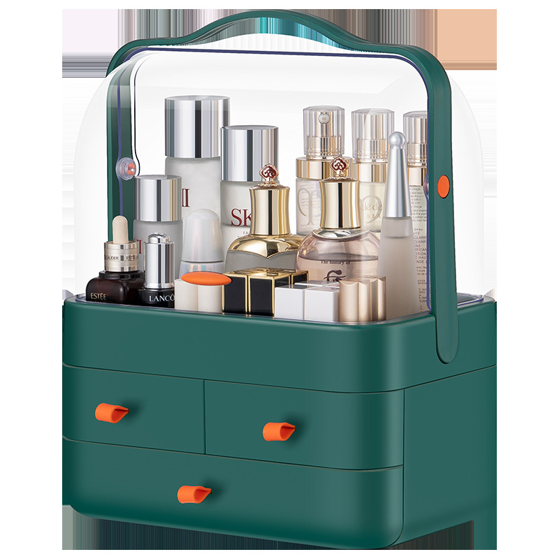 Internet Celebrity Dustproof Cosmetics Storage Box Transparent Hand Cosmetic Case Dressing Table Skin Care Products Organize the Shelves