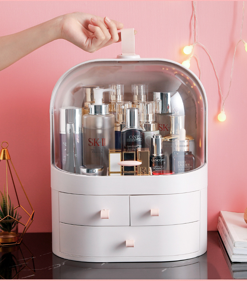 Internet Celebrity Dustproof Cosmetics Storage Box Transparent Hand Cosmetic Case Dressing Table Skin Care Products Organize the Shelves