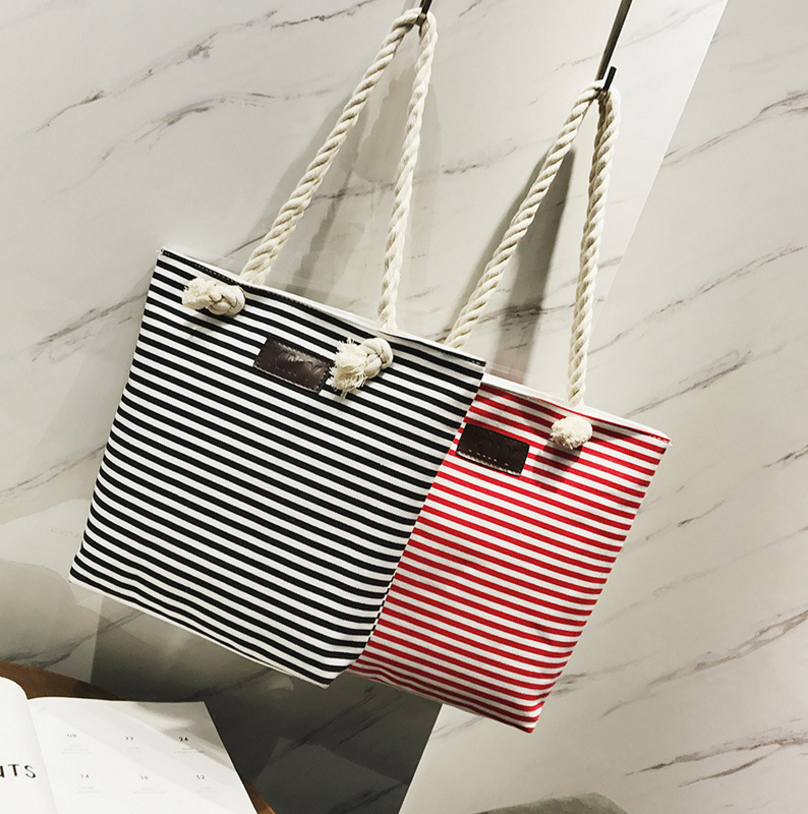 Zebra Striped Canvas Bag Women&#039;s Hemp Rope Shoulder Bag Handbag Large Capacity Storage Bag Mummy Bag School Bag