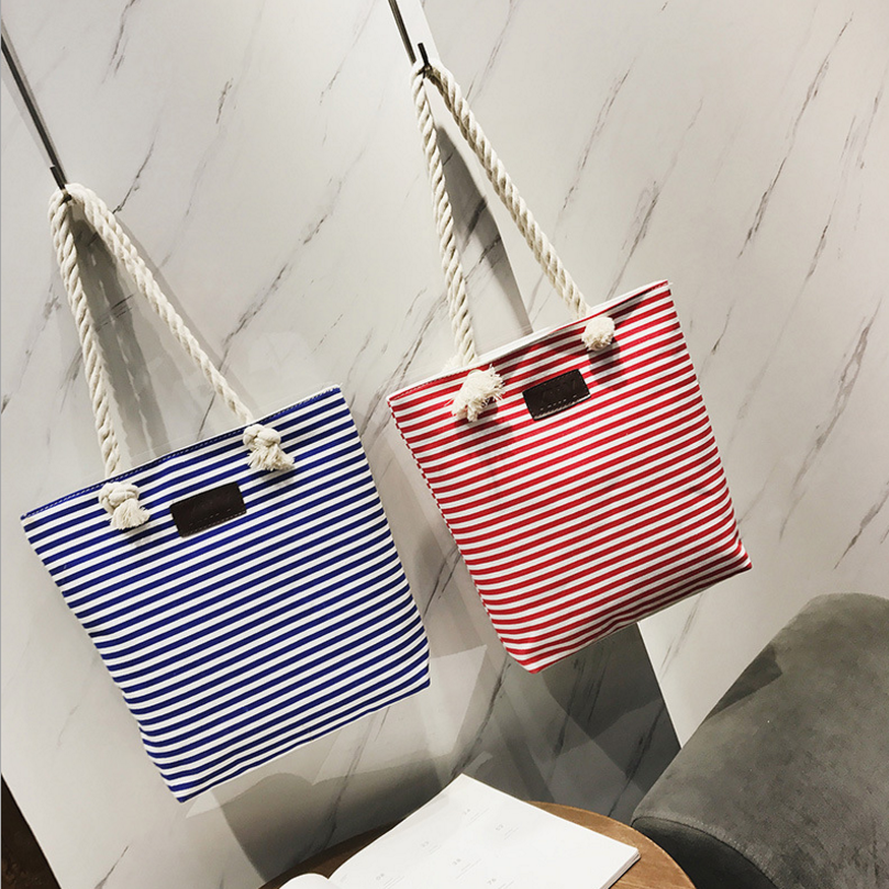 Zebra Striped Canvas Bag Women&#039;s Hemp Rope Shoulder Bag Handbag Large Capacity Storage Bag Mummy Bag School Bag