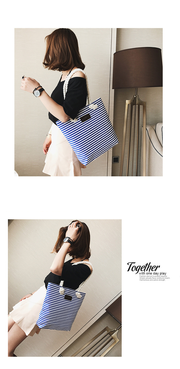 Zebra Striped Canvas Bag Women's Hemp Rope Shoulder Bag Handbag Large Capacity Storage Bag Mummy Bag School Bag