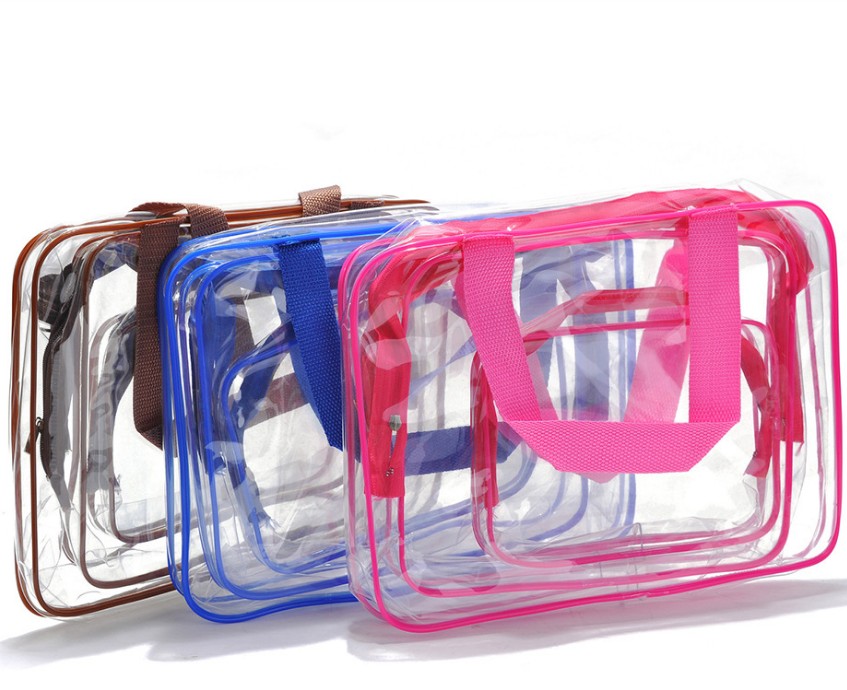 PVC Buggy Bag Storage Bag Washing and Makeup Bag Transparent Three-Piece Set Organizing Bag PVC Three-Piece Set