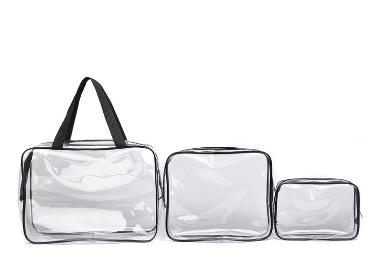 PVC Buggy Bag Storage Bag Washing and Makeup Bag Transparent Three-Piece Set Organizing Bag PVC Three-Piece Set