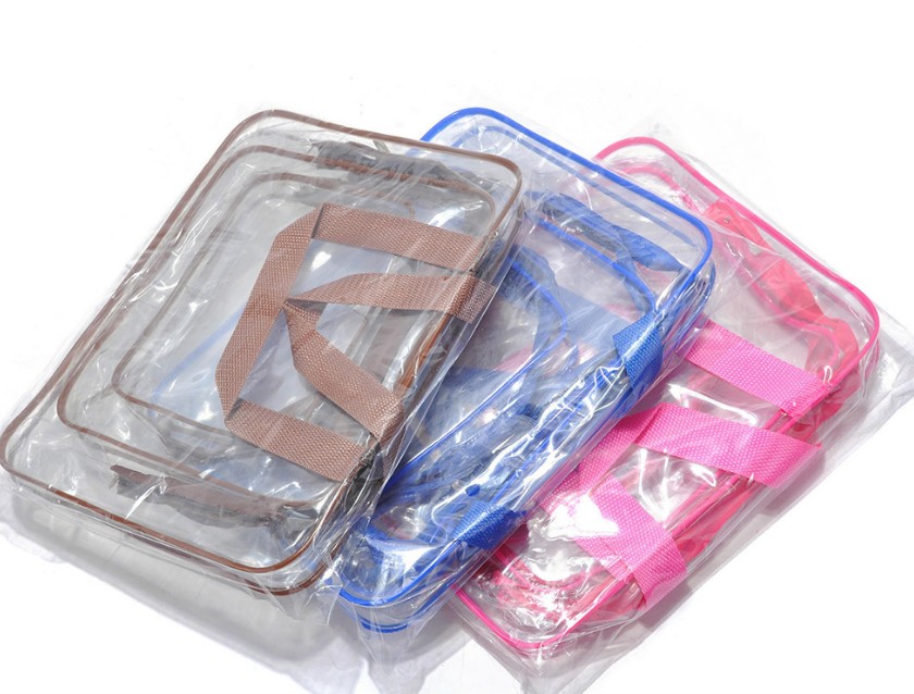 PVC Buggy Bag Storage Bag Washing and Makeup Bag Transparent Three-Piece Set Organizing Bag PVC Three-Piece Set