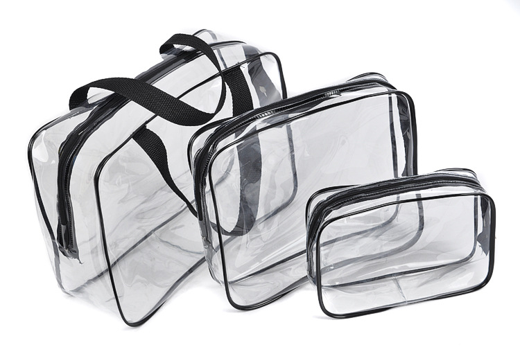 PVC Buggy Bag Storage Bag Washing and Makeup Bag Transparent Three-Piece Set Organizing Bag PVC Three-Piece Set