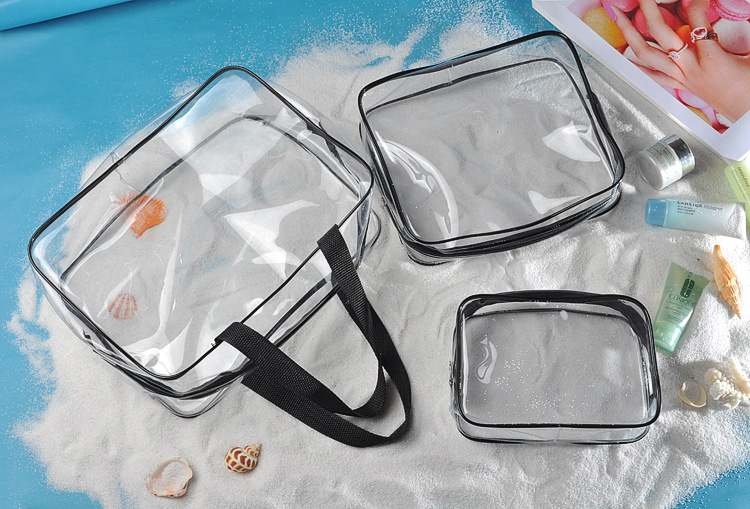 PVC Buggy Bag Storage Bag Washing and Makeup Bag Transparent Three-Piece Set Organizing Bag PVC Three-Piece Set