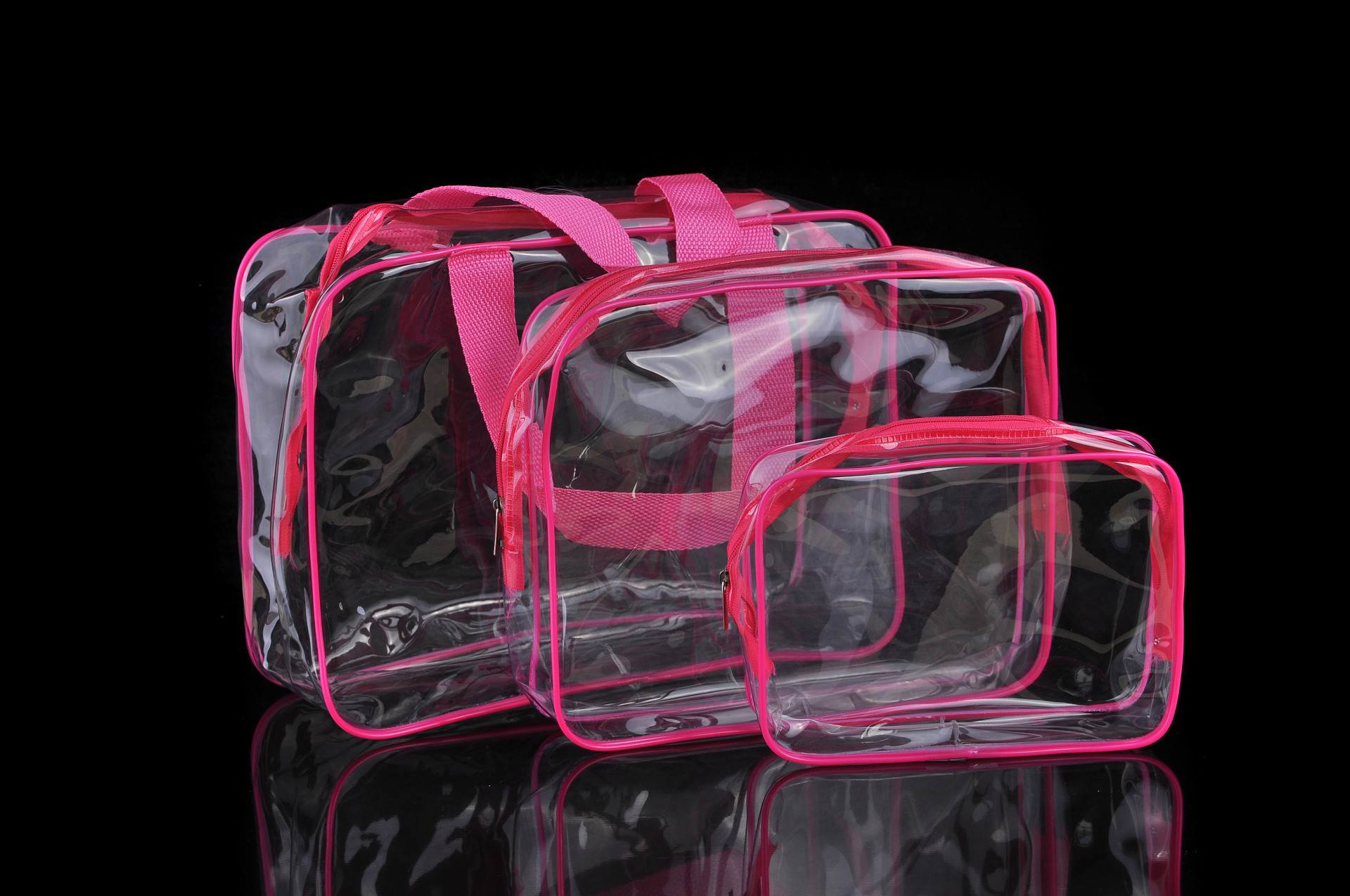 PVC Buggy Bag Storage Bag Washing and Makeup Bag Transparent Three-Piece Set Organizing Bag PVC Three-Piece Set