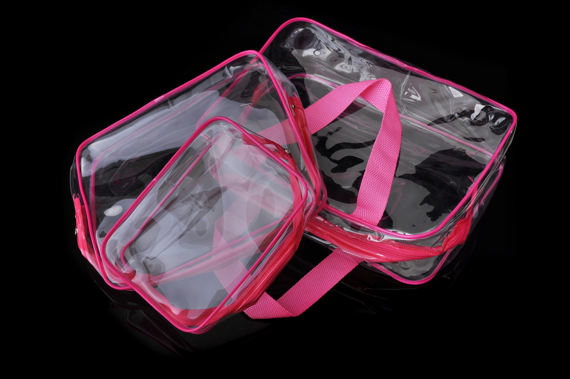 PVC Buggy Bag Storage Bag Washing and Makeup Bag Transparent Three-Piece Set Organizing Bag PVC Three-Piece Set