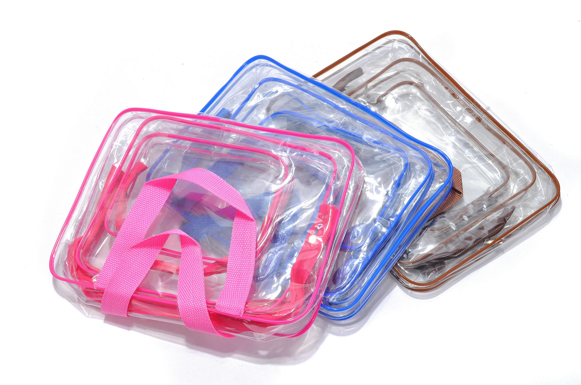PVC Buggy Bag Storage Bag Washing and Makeup Bag Transparent Three-Piece Set Organizing Bag PVC Three-Piece Set
