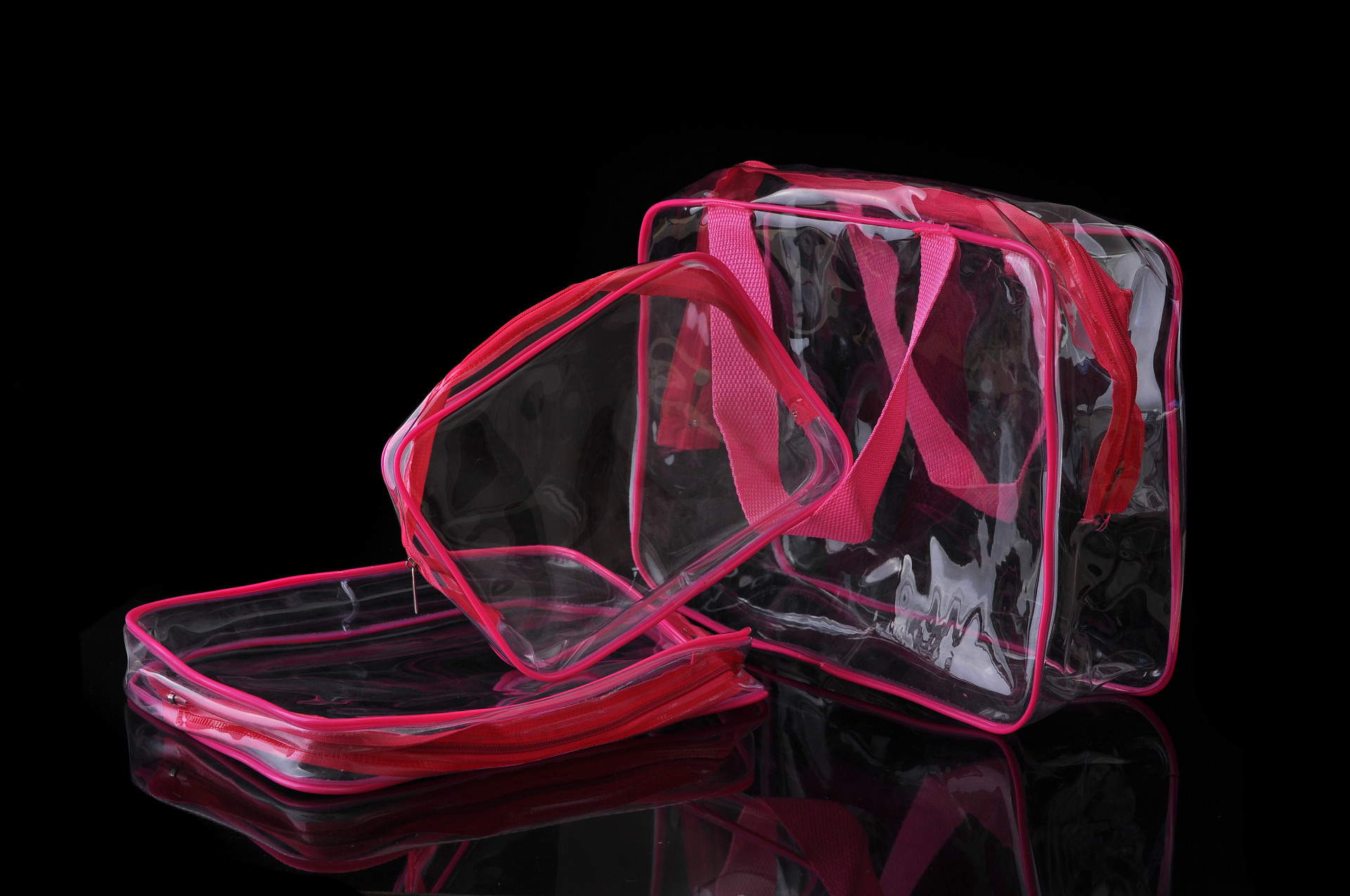 PVC Buggy Bag Storage Bag Washing and Makeup Bag Transparent Three-Piece Set Organizing Bag PVC Three-Piece Set
