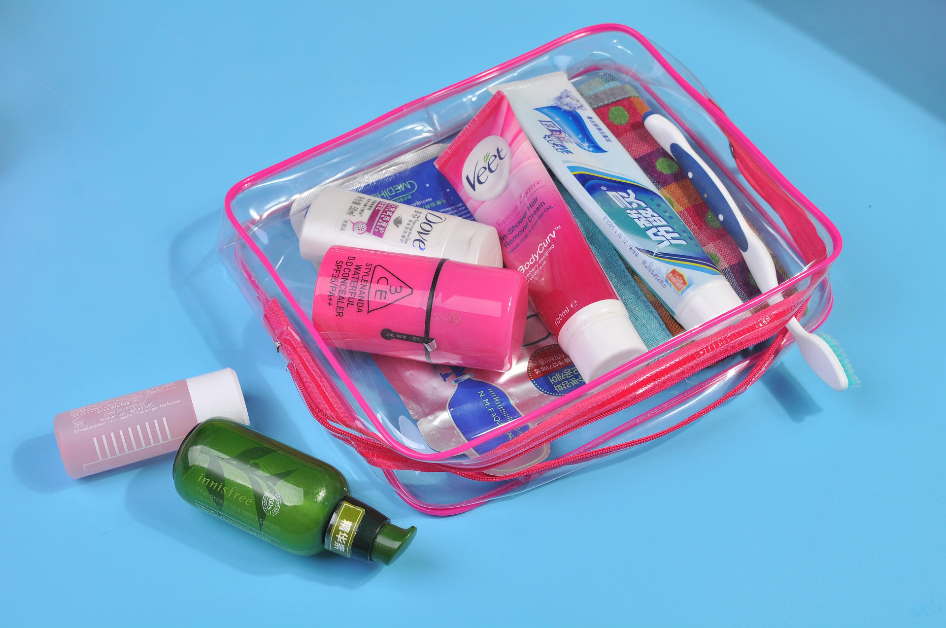 PVC Buggy Bag Storage Bag Washing and Makeup Bag Transparent Three-Piece Set Organizing Bag PVC Three-Piece Set