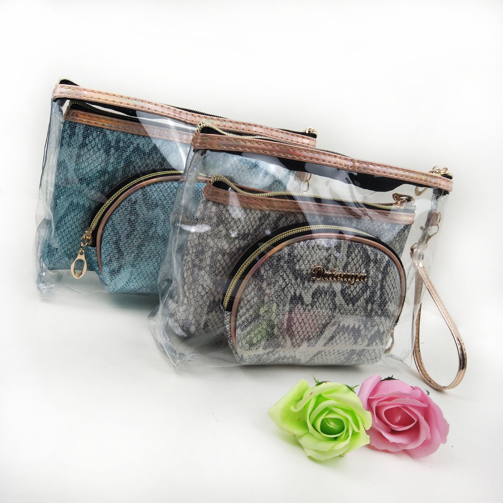 Factory Direct Sales New Three-Piece Set Leopard Print Portable Cosmetic Bag Waterproof Portable Wash Customizable Storage Bag